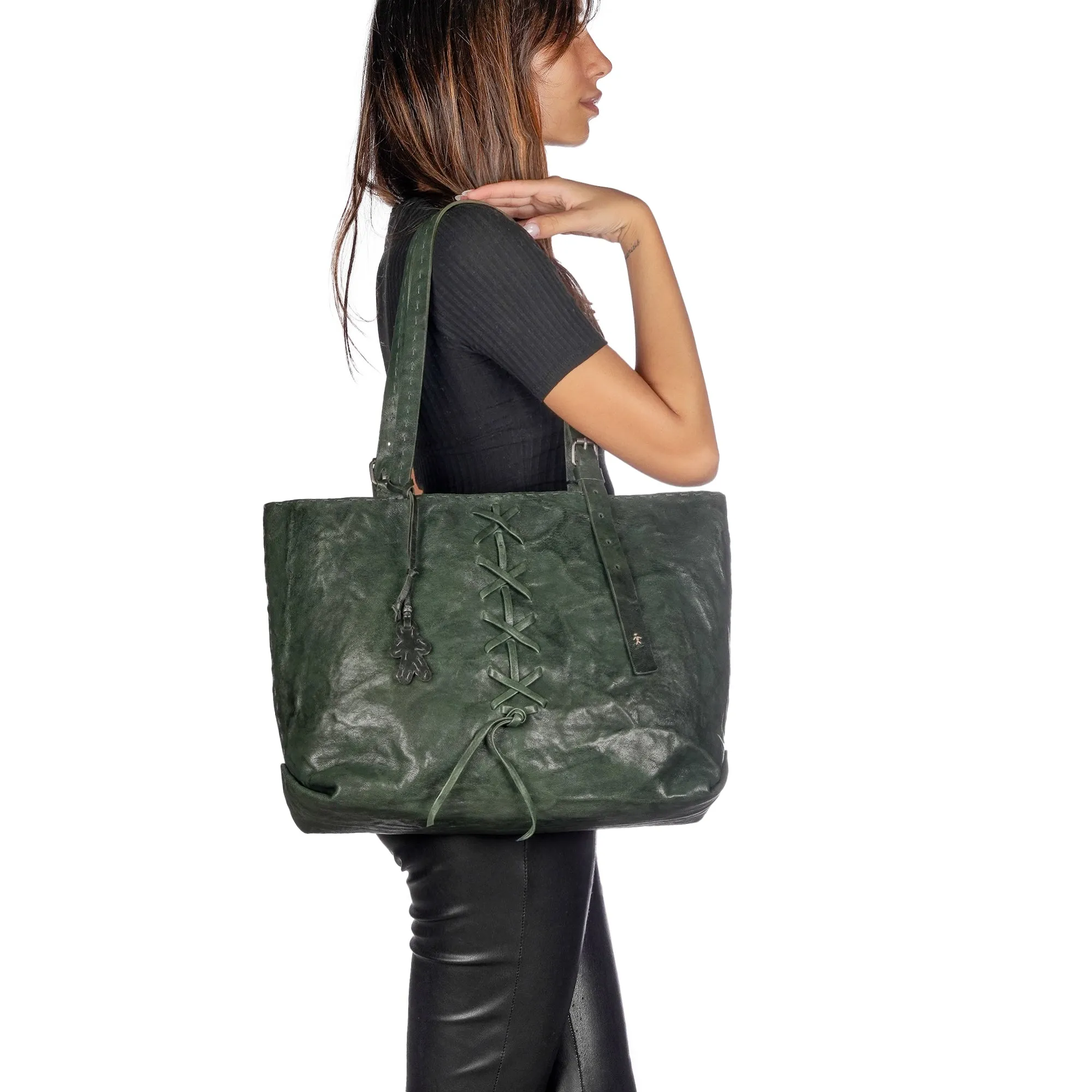 Irina Ricamo Croce Vegetal Wash Forest Green