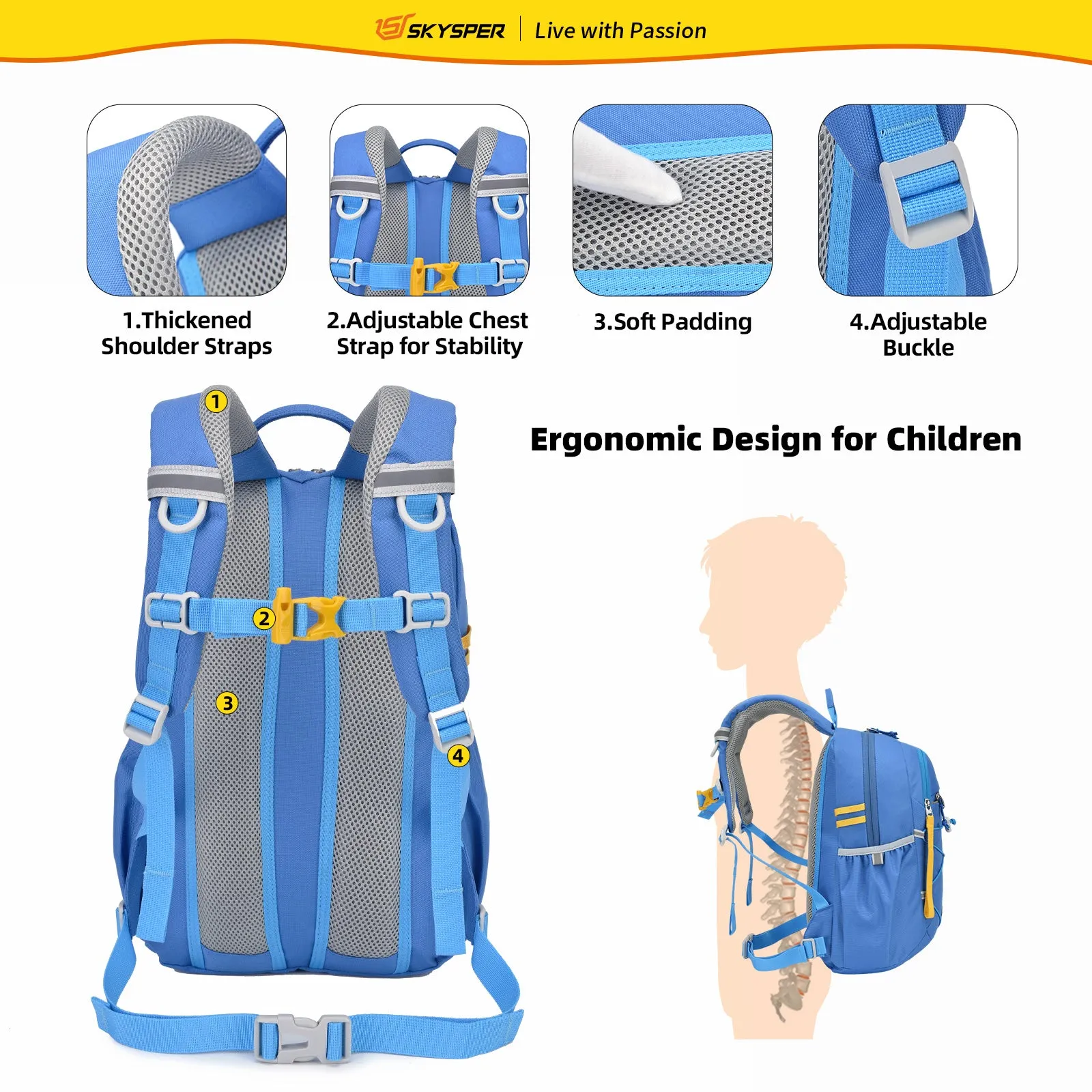 KIDS12 - SKYSPER 16-inch Toddler Kids Backpack for 4 - 8 Years old