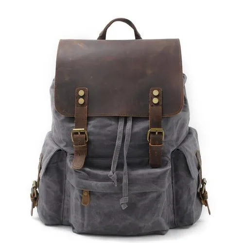 Large Capacity Waxed Canvas Leather Waterproof Daypack 76 Liter Backpack