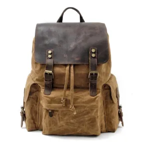 Large Capacity Waxed Canvas Leather Waterproof Daypack 76 Liter Backpack