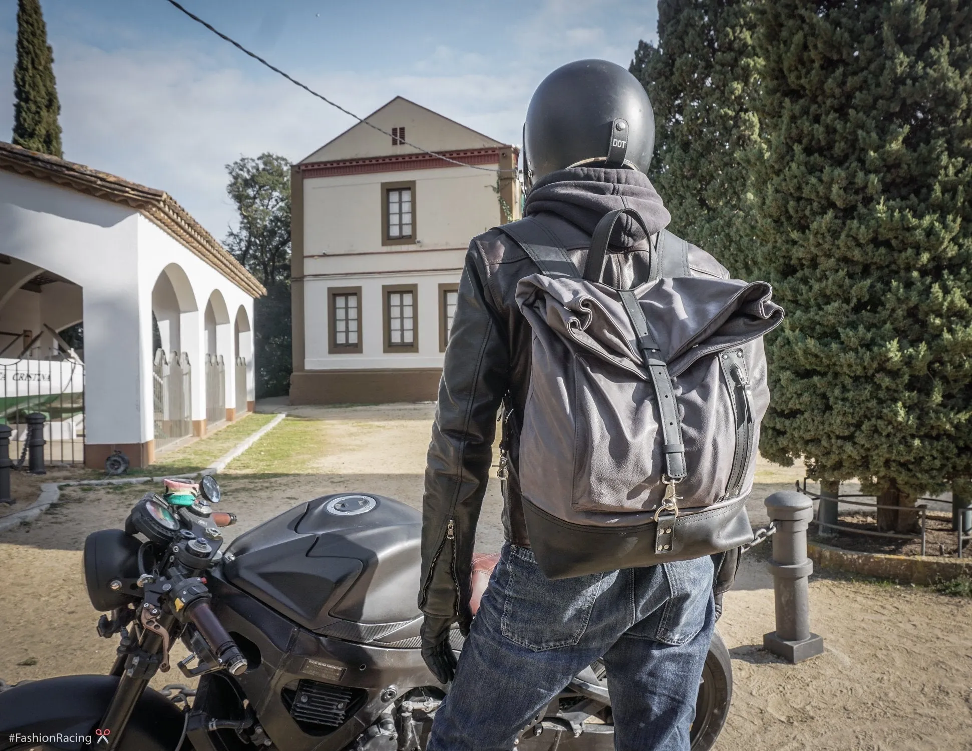 Leather Backpack for Motorcycle, Laptop, Travel, Work, Festival