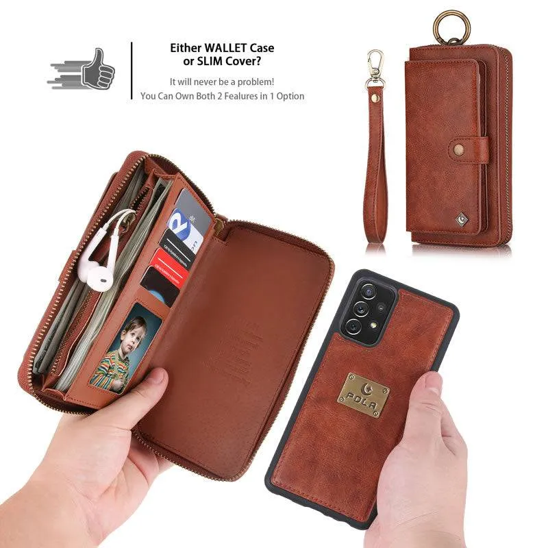 Leather Detachable Magnetic Wallet Case For Galaxy