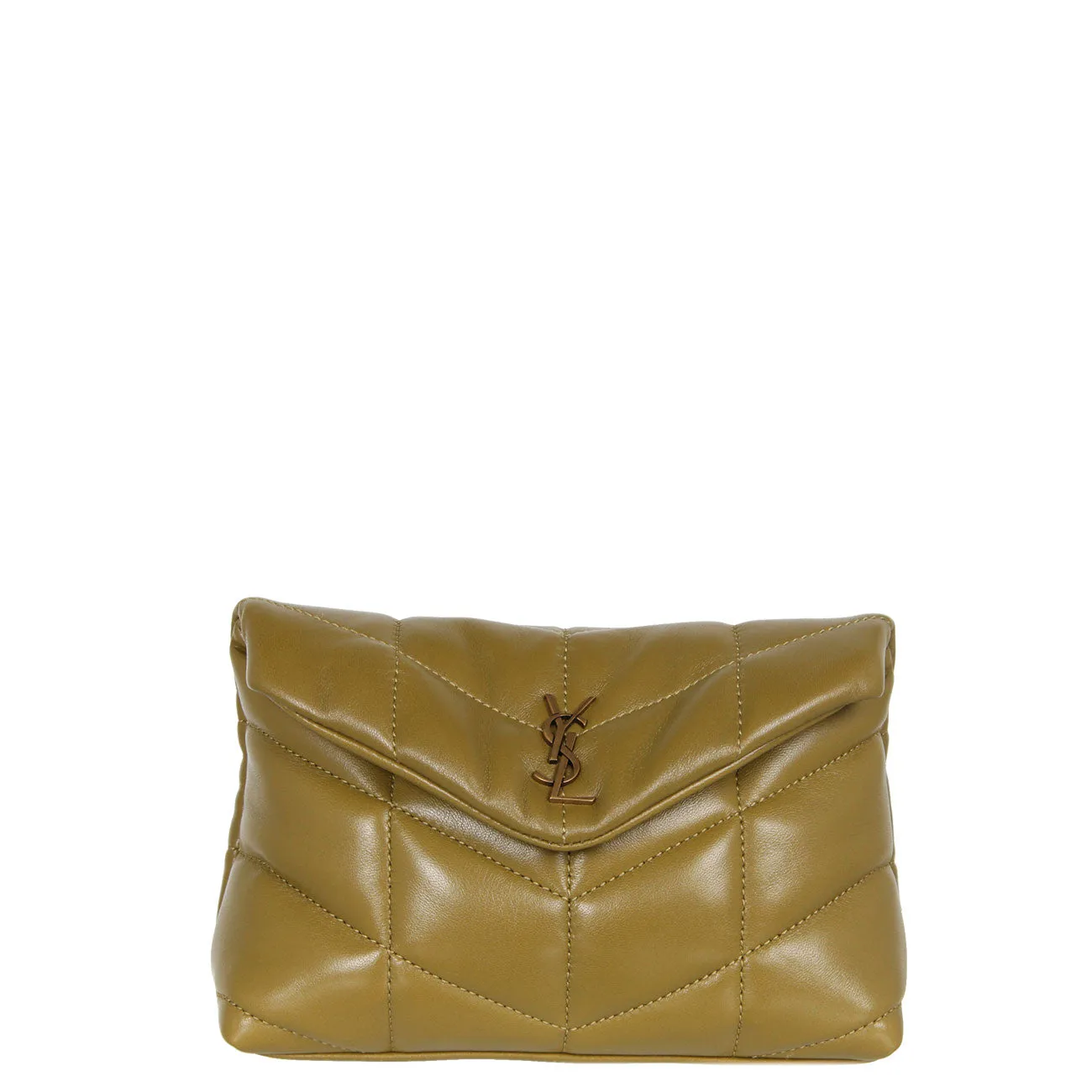 Loulou Puffer Pouch, Olive/Bronze