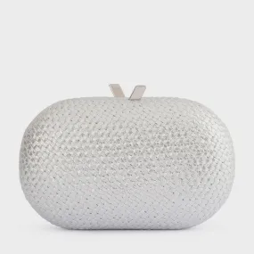 Lucia Woven Oval Clutch (Silver)