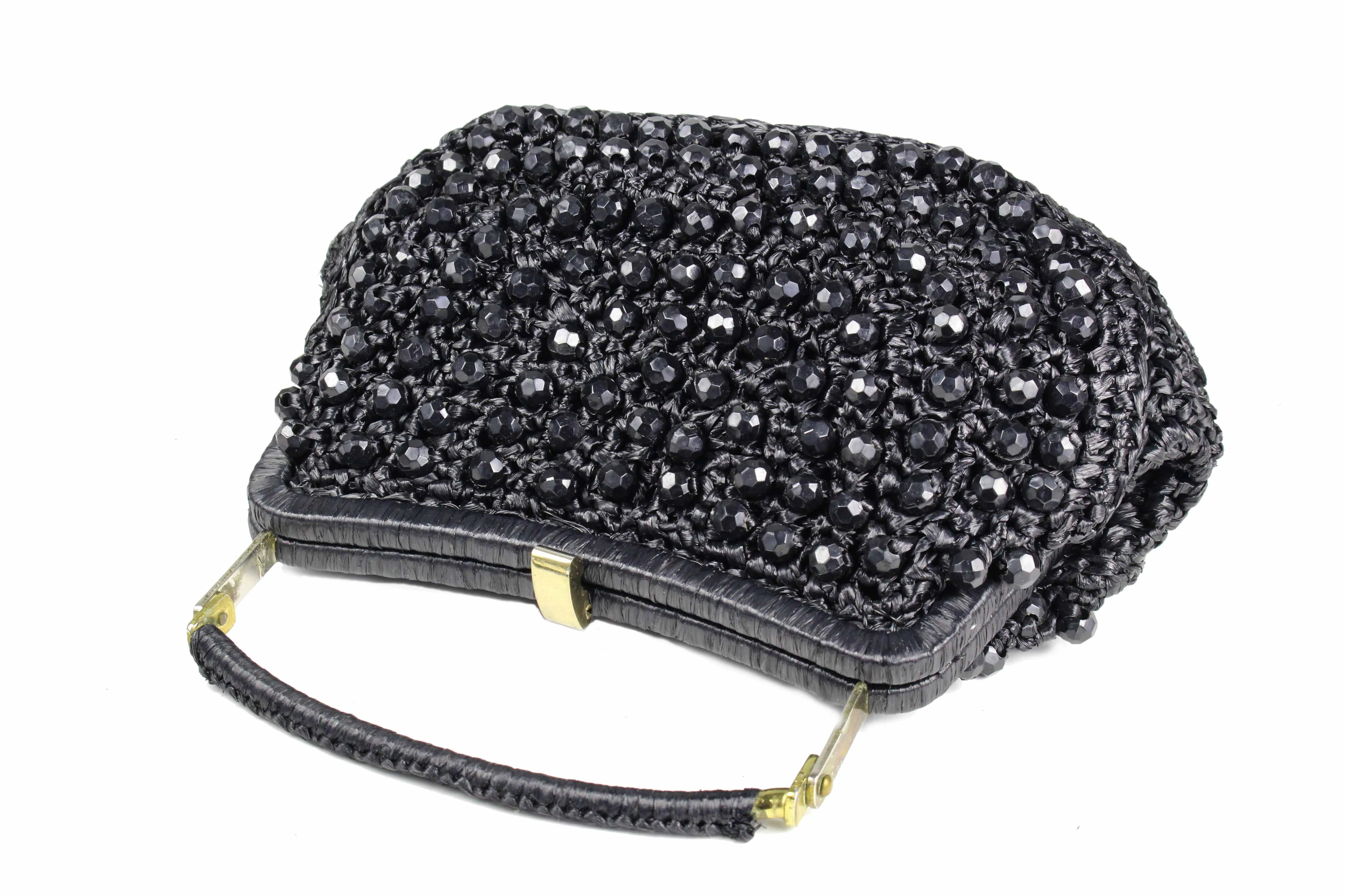 MARCUS BROTHERS wicker bag with faceted beads