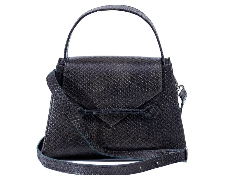 MARTE EGELE CHARCOAL GREY ESE HOBO, Handwoven Front Closure Strip, magnetic closure, and Inside Open Pocket Handbag