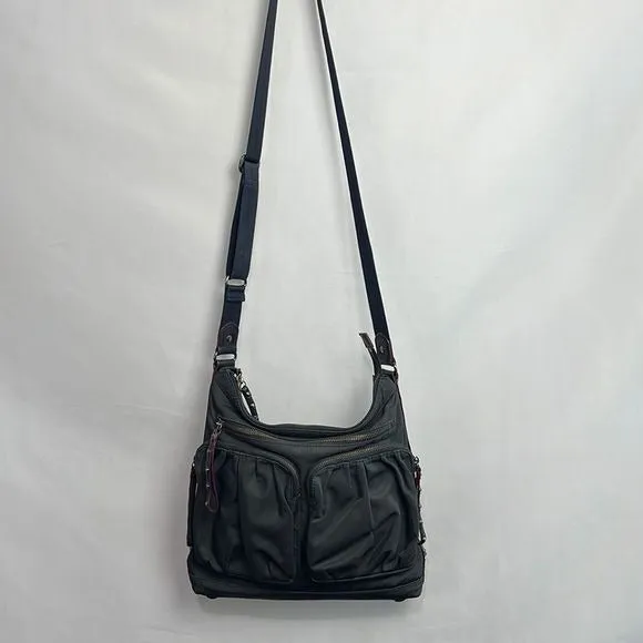 MZ Wallace Black Nylon Studded Crossbody Bag