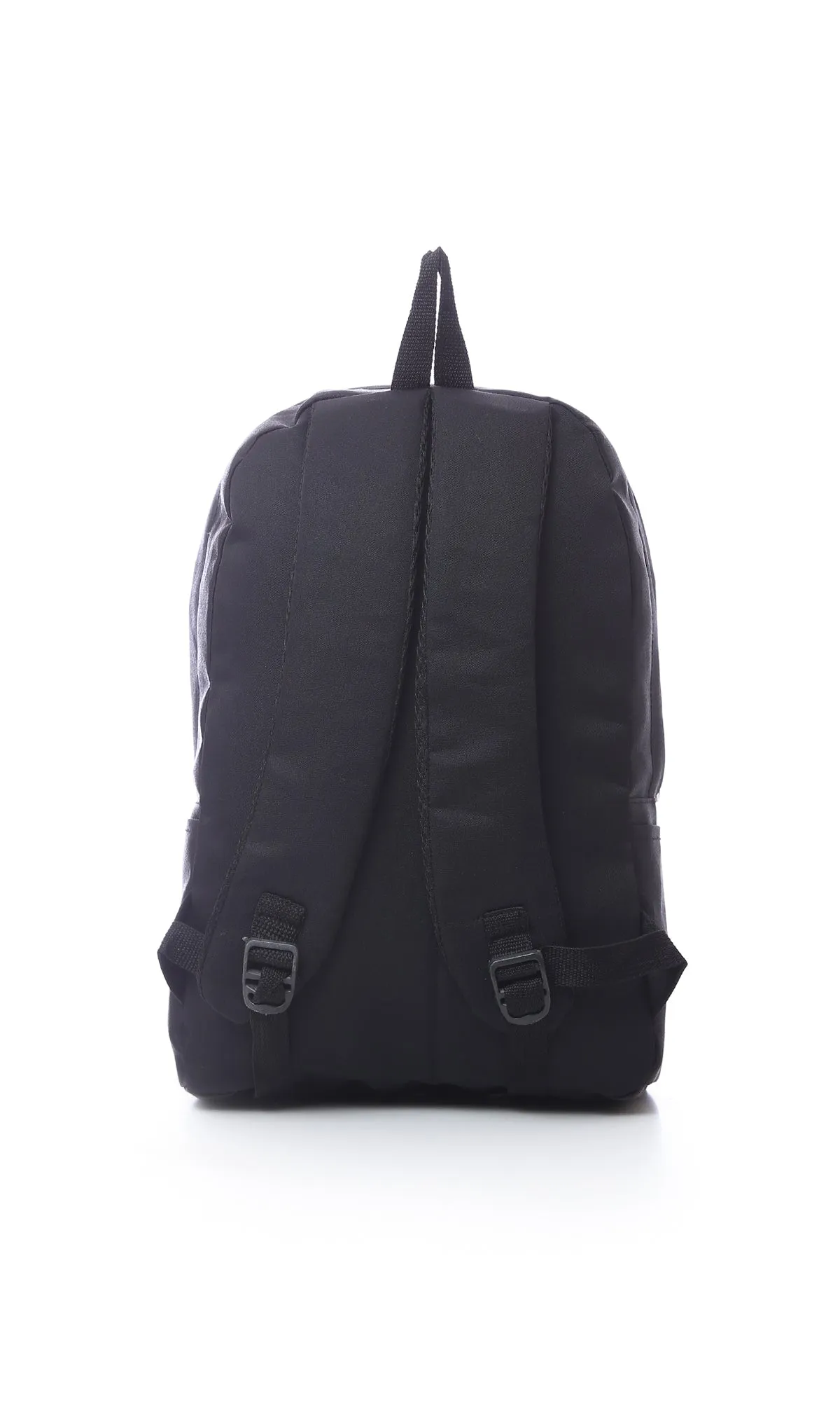 O174544 Solid Zipped Black Laptop Backpack