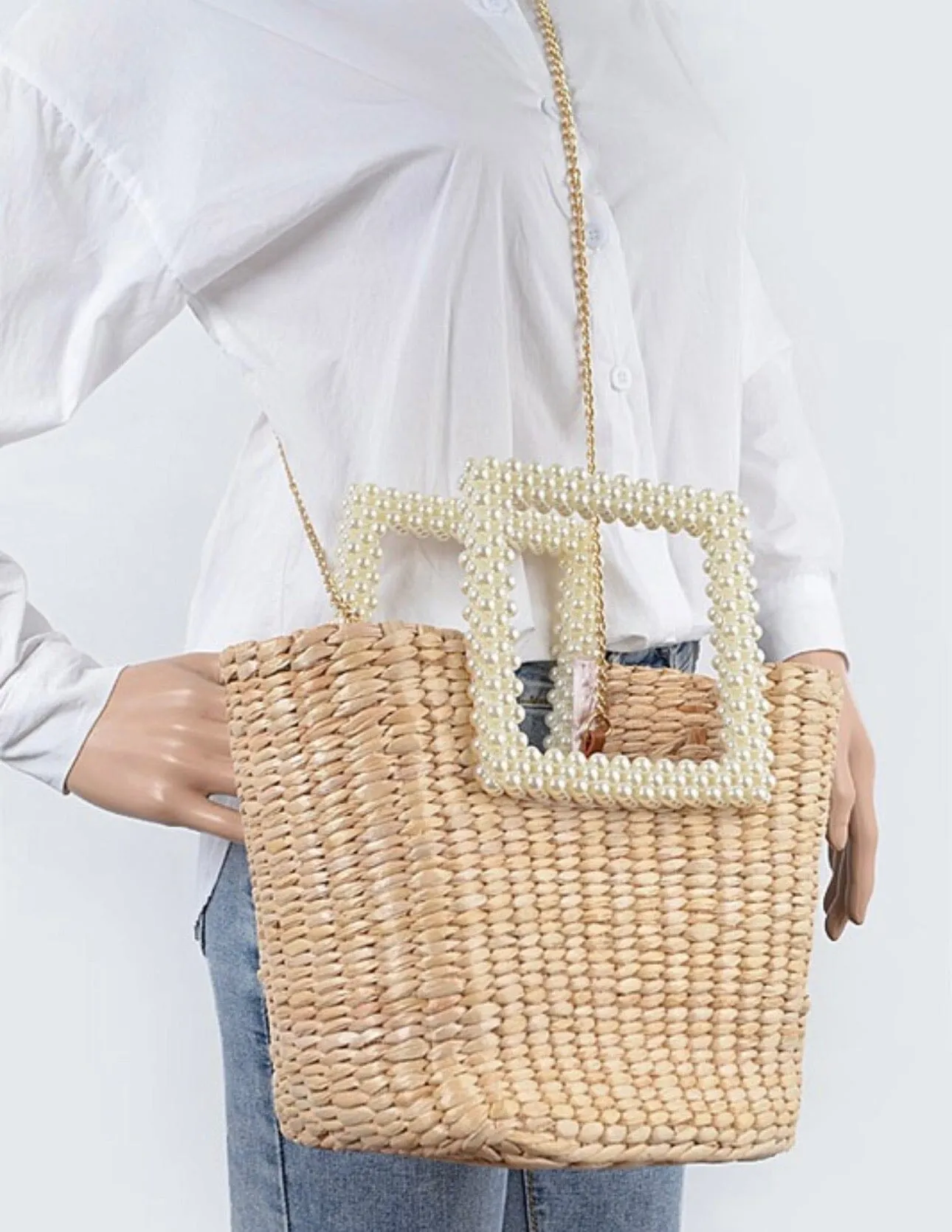 Pearl and Straw Clutch