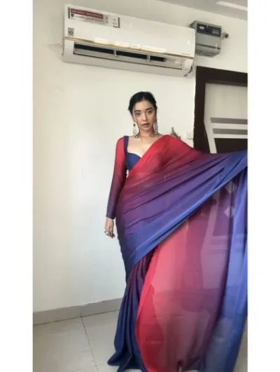 Pink Shaded 1 Minute Saree Ready to Wear Silk Sari