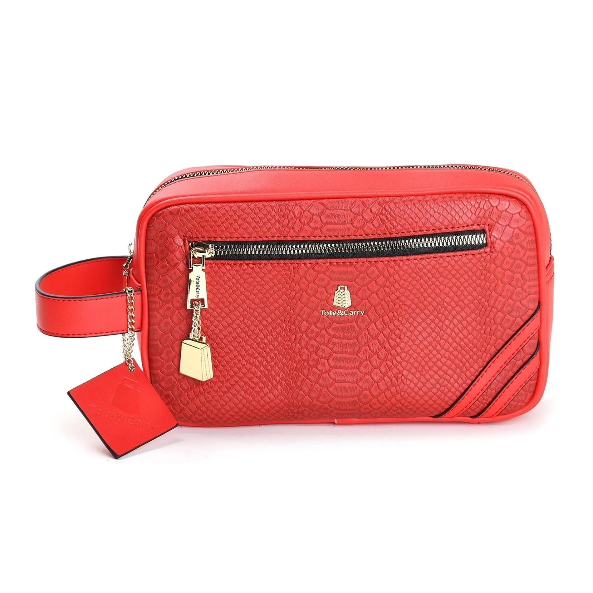 Red Apollo 1 Faux Snakeskin Toiletry Bag