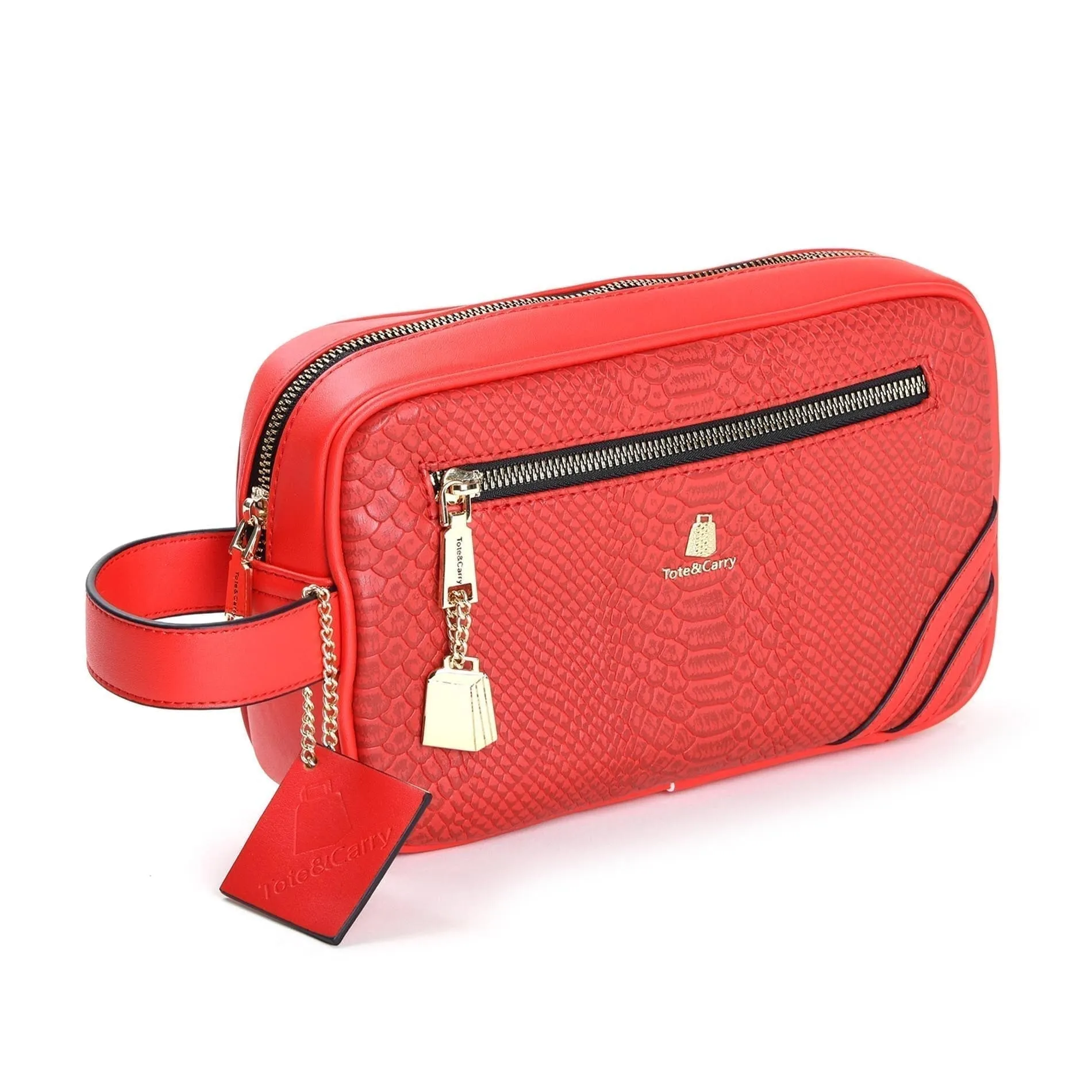 Red Apollo 1 Faux Snakeskin Toiletry Bag