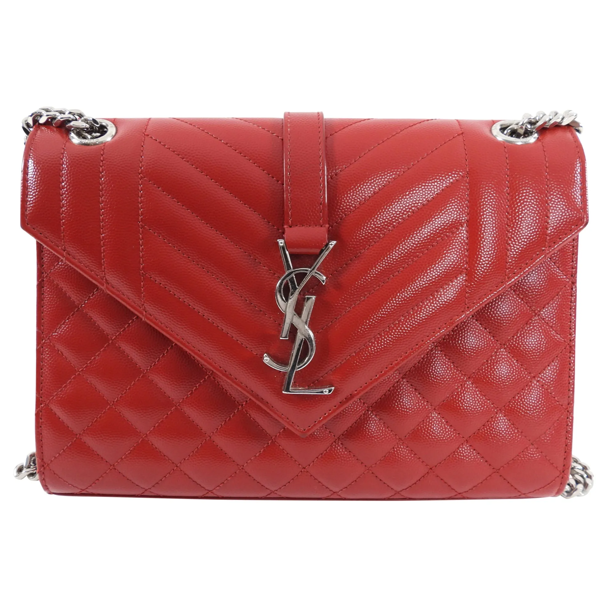 Saint Laurent Red Tri-Quilt Small Envelope Bag