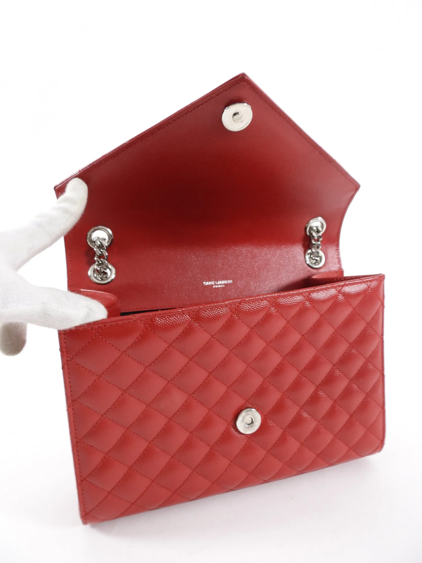 Saint Laurent Red Tri-Quilt Small Envelope Bag