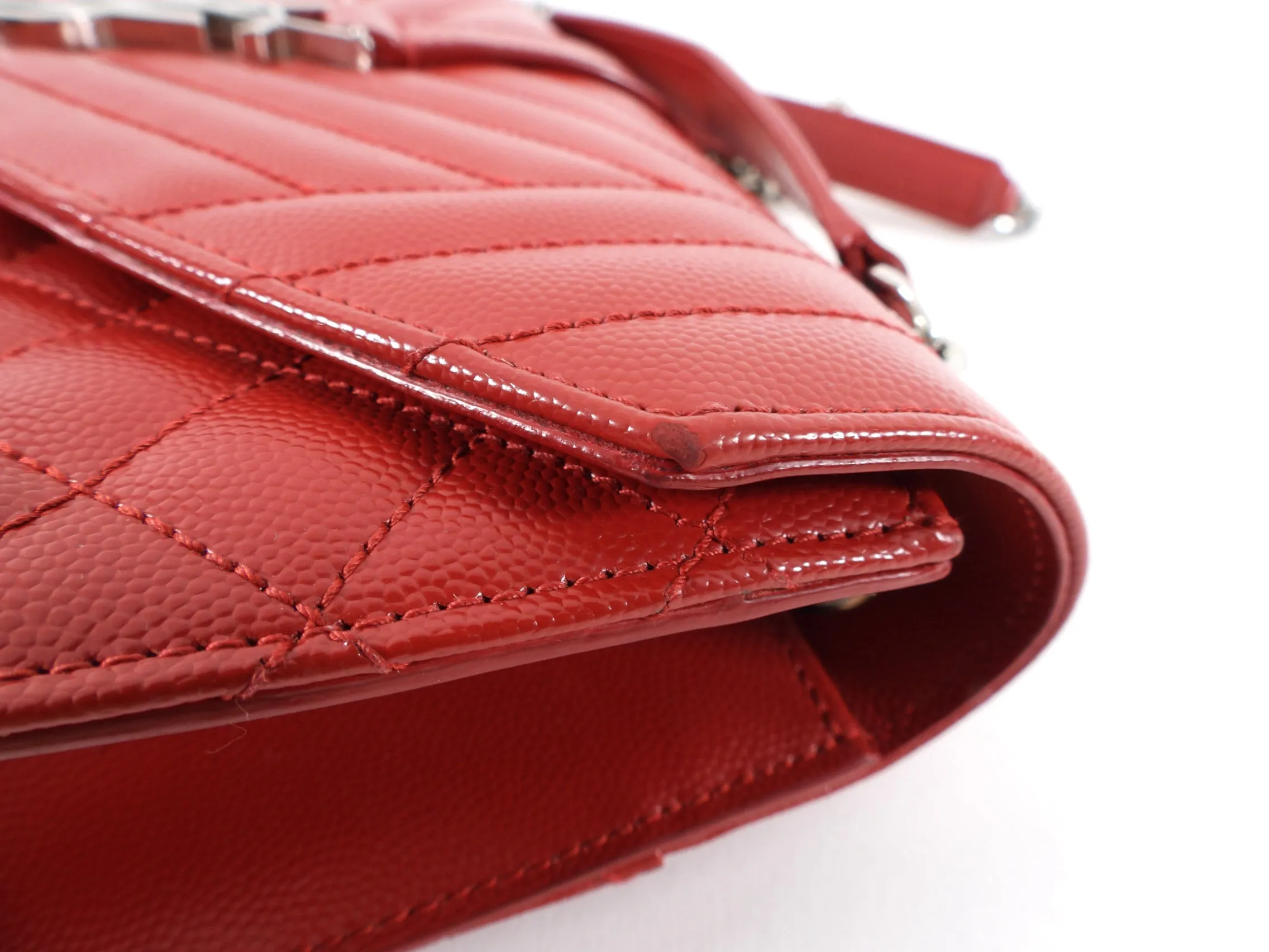 Saint Laurent Red Tri-Quilt Small Envelope Bag