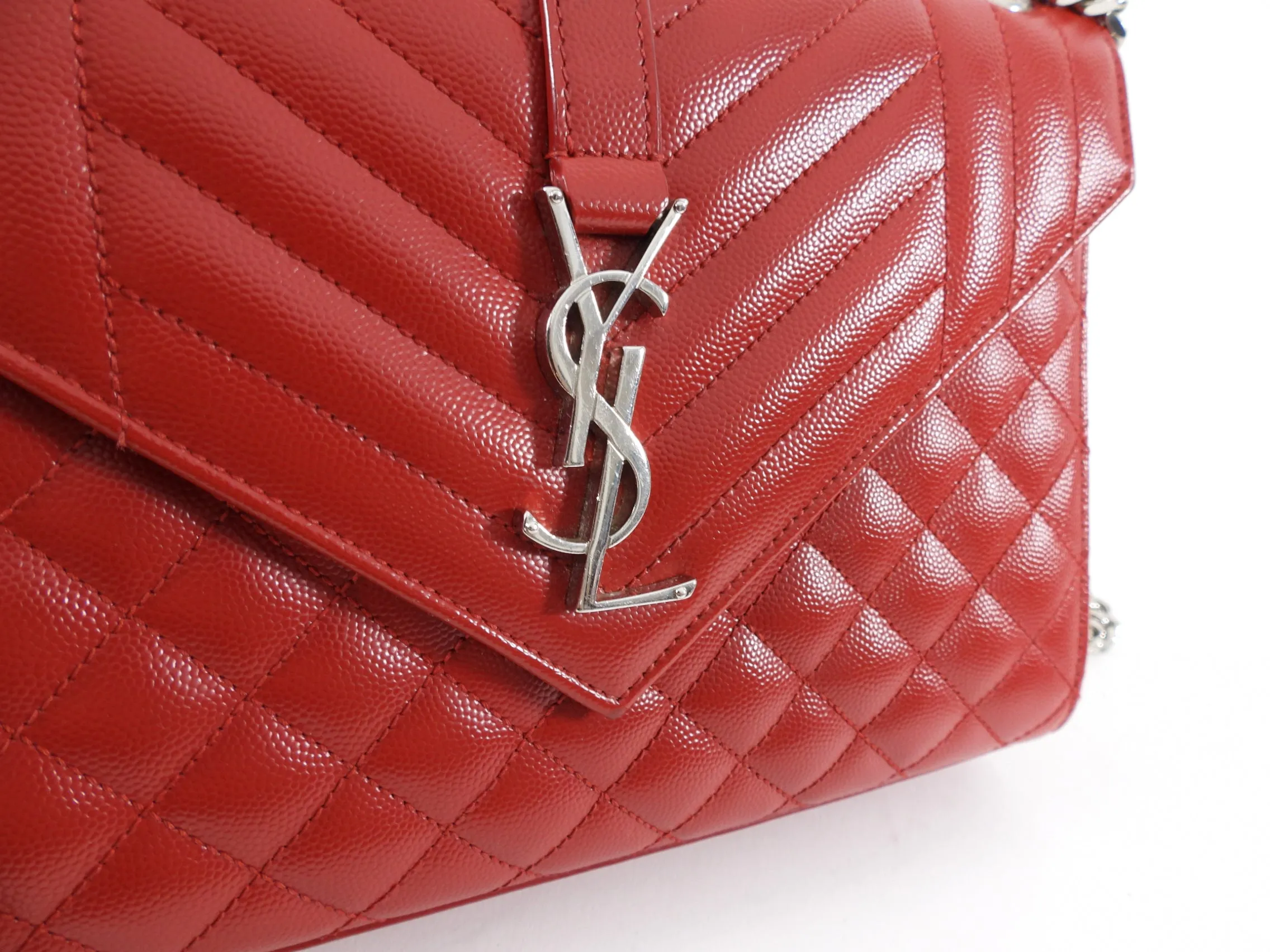 Saint Laurent Red Tri-Quilt Small Envelope Bag