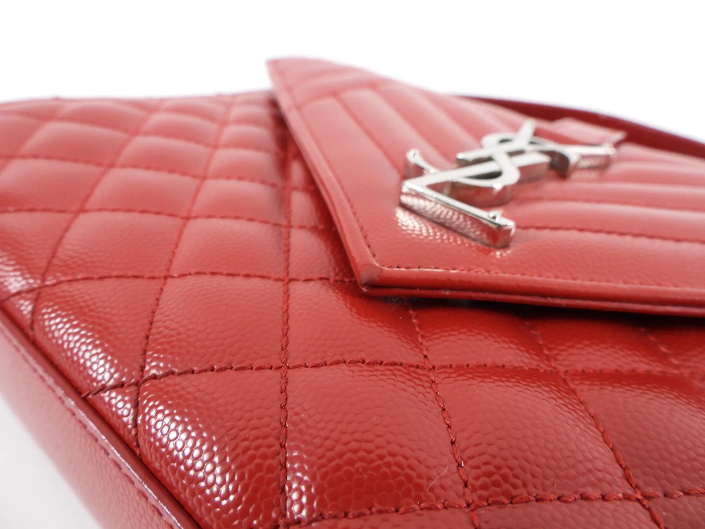 Saint Laurent Red Tri-Quilt Small Envelope Bag