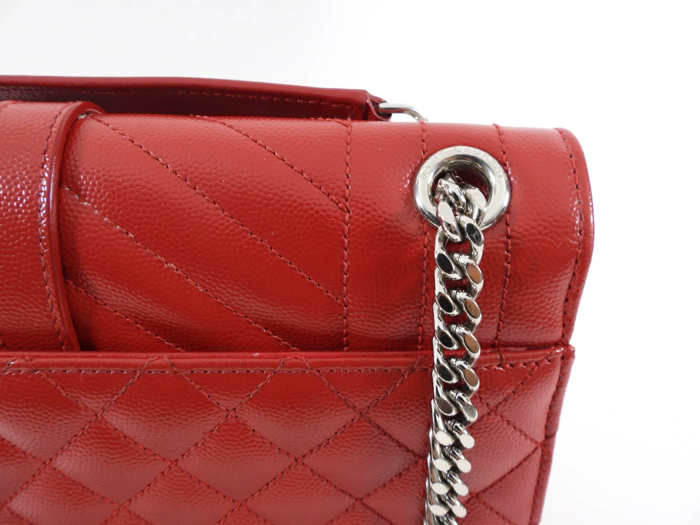 Saint Laurent Red Tri-Quilt Small Envelope Bag