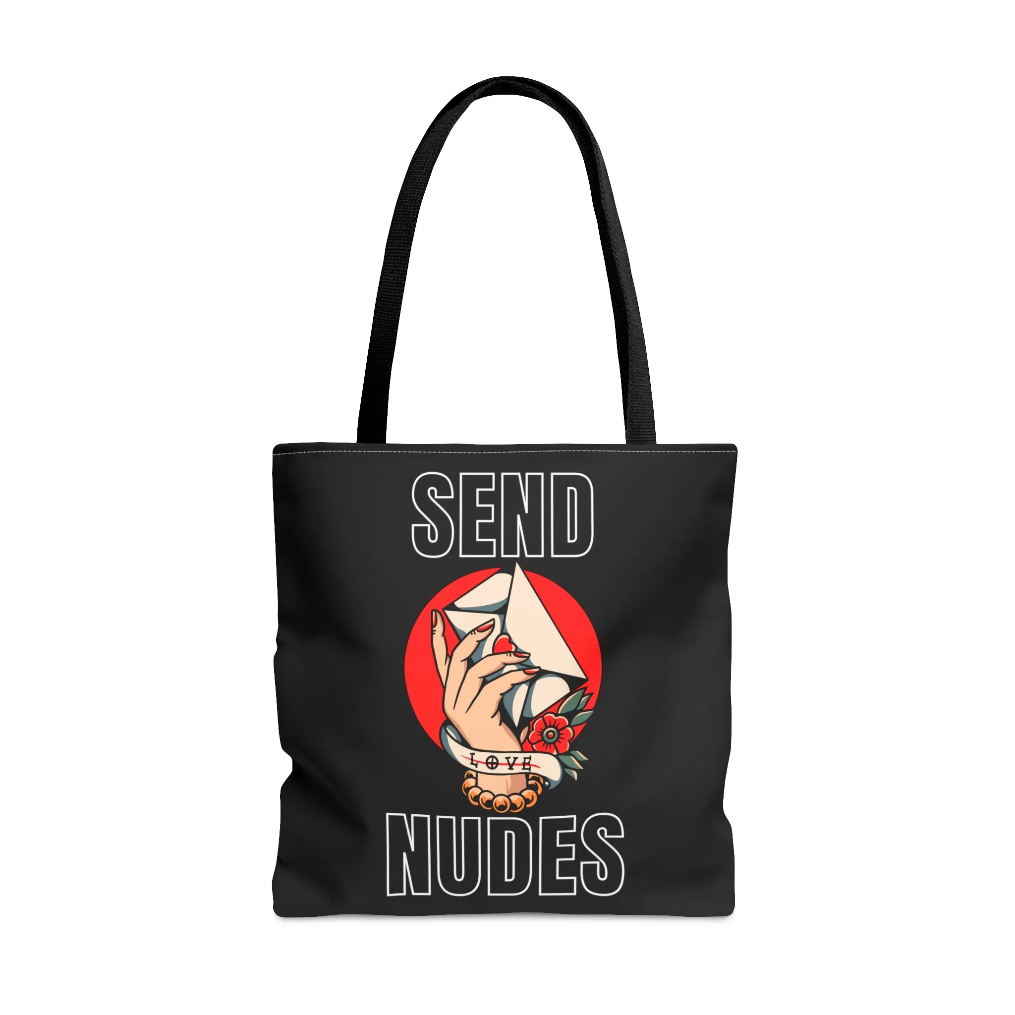 Send Nudes Tattoo Tote Bag in Black / Vintage American Old School Traditional Tattoo, Punk Rock Alternative Beach Bag Shopping Bag Book Bag