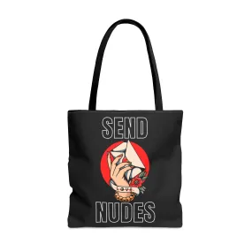 Send Nudes Tattoo Tote Bag in Black / Vintage American Old School Traditional Tattoo, Punk Rock Alternative Beach Bag Shopping Bag Book Bag