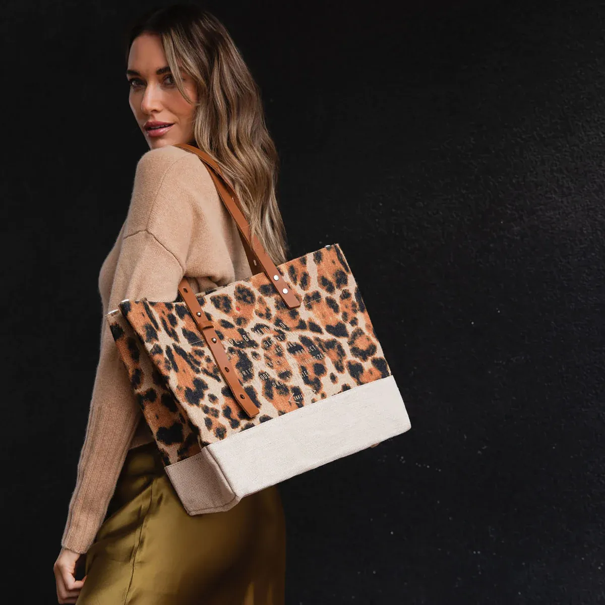 Shoulder Market Bag in Cheetah for Clare V. “Merci Beau Coup”