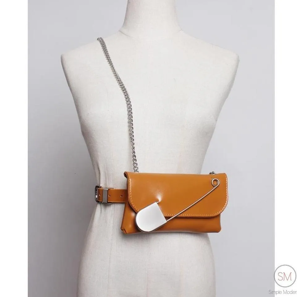 Simple Moderne Maxi Pin Belted Caramel Bag