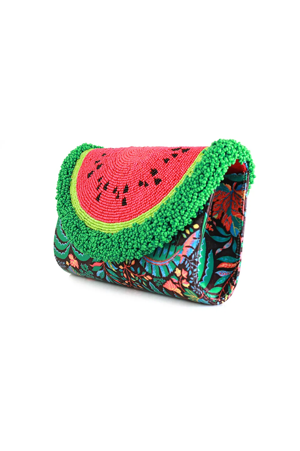 SOLD OUT: Mini Curved Watermelon Palm Clutch