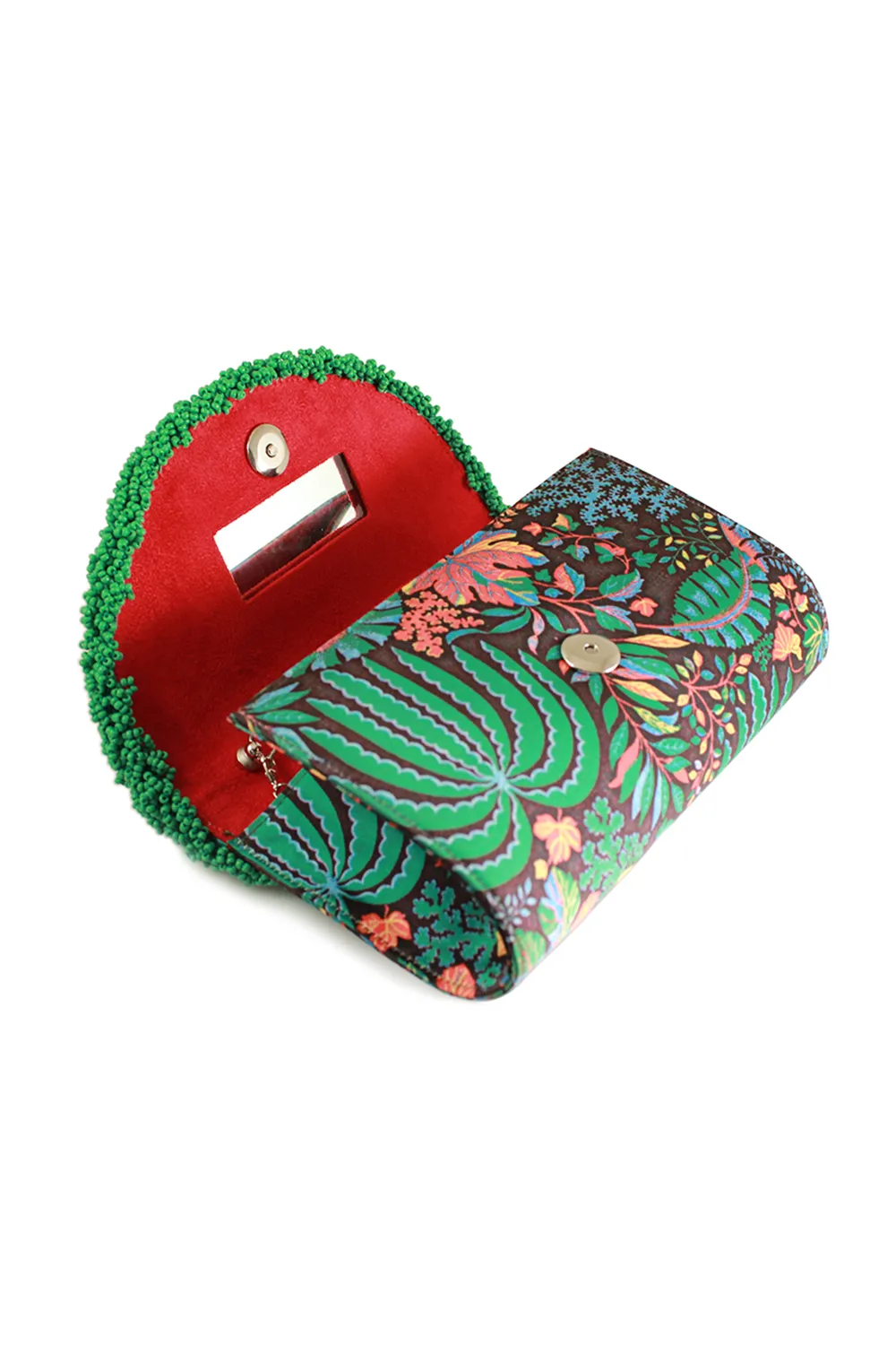 SOLD OUT: Mini Curved Watermelon Palm Clutch