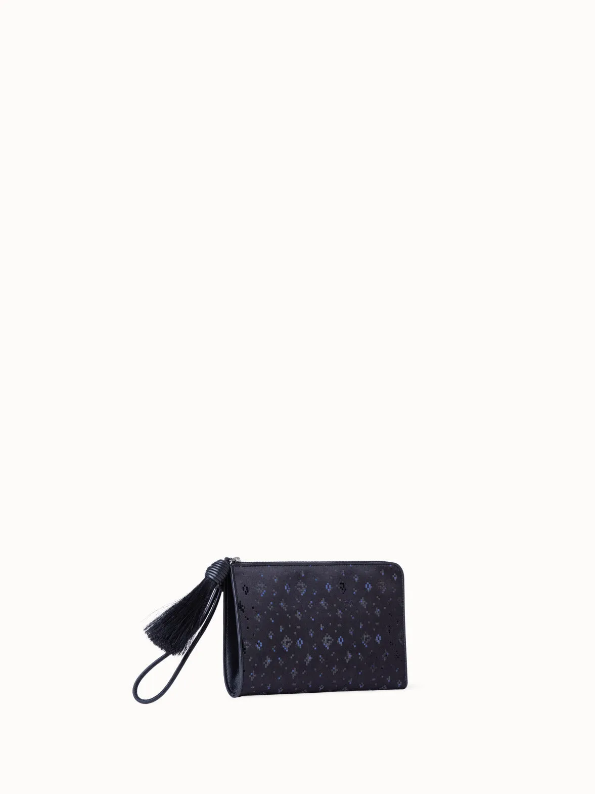 Tassel Pouch aus Satin mit Pixel-Folien-Verzierung