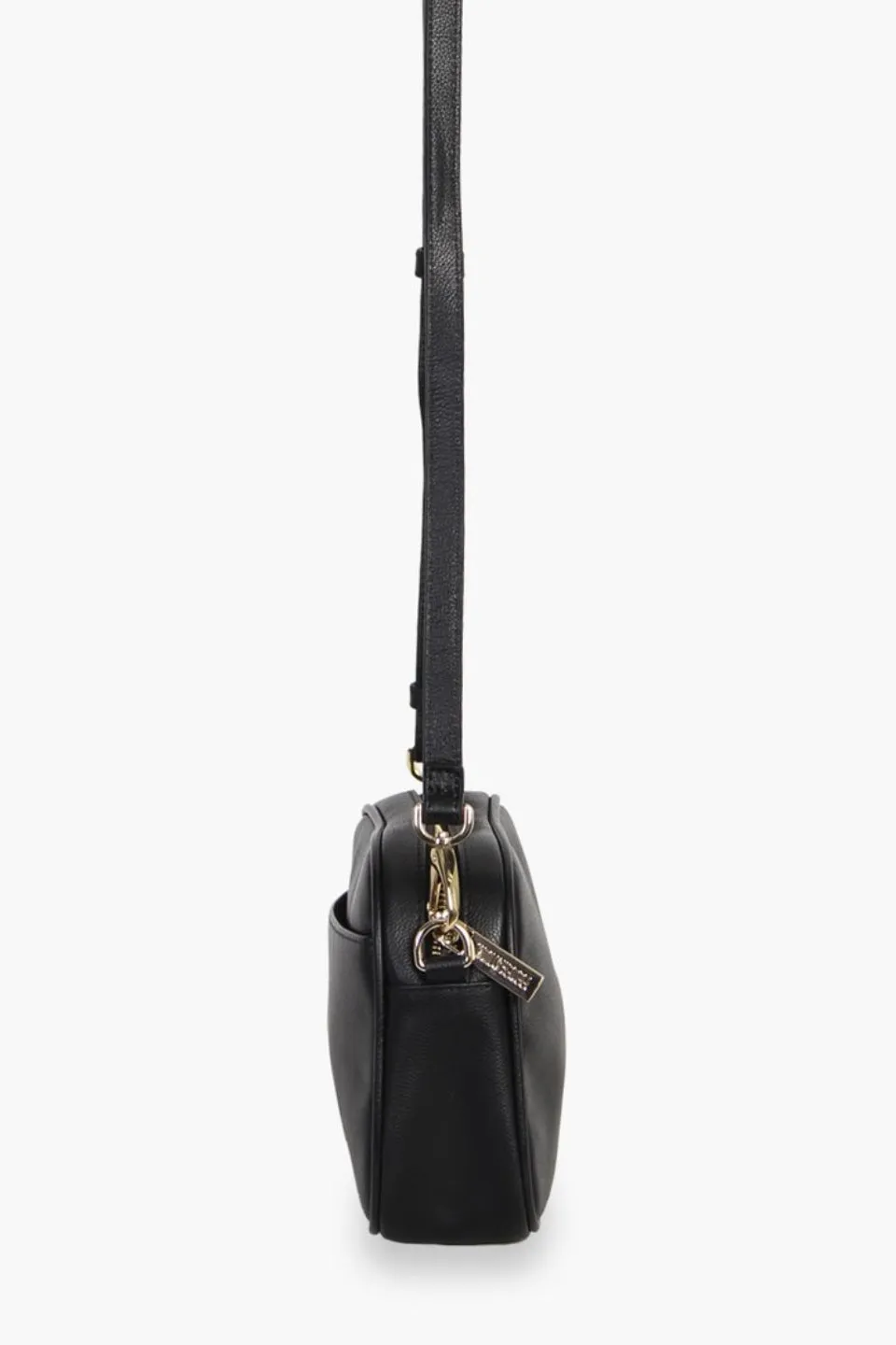 The All Times Black Leather Cross Body Gold Hardware Bag