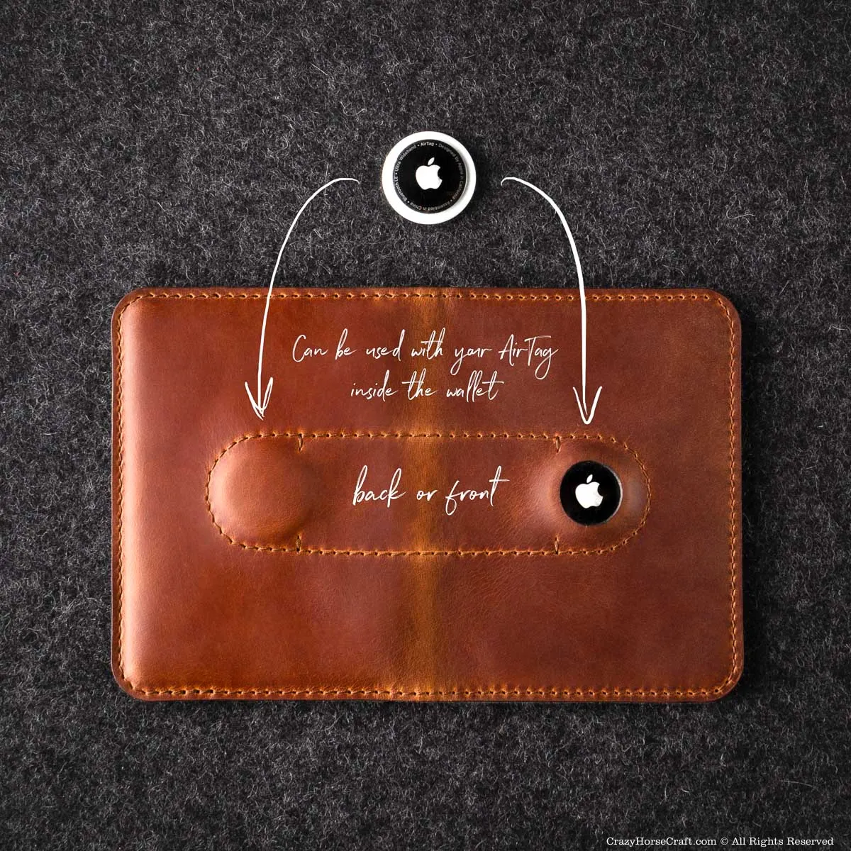 Veg-Tanned Leather AirTag Passport Wallet / Case