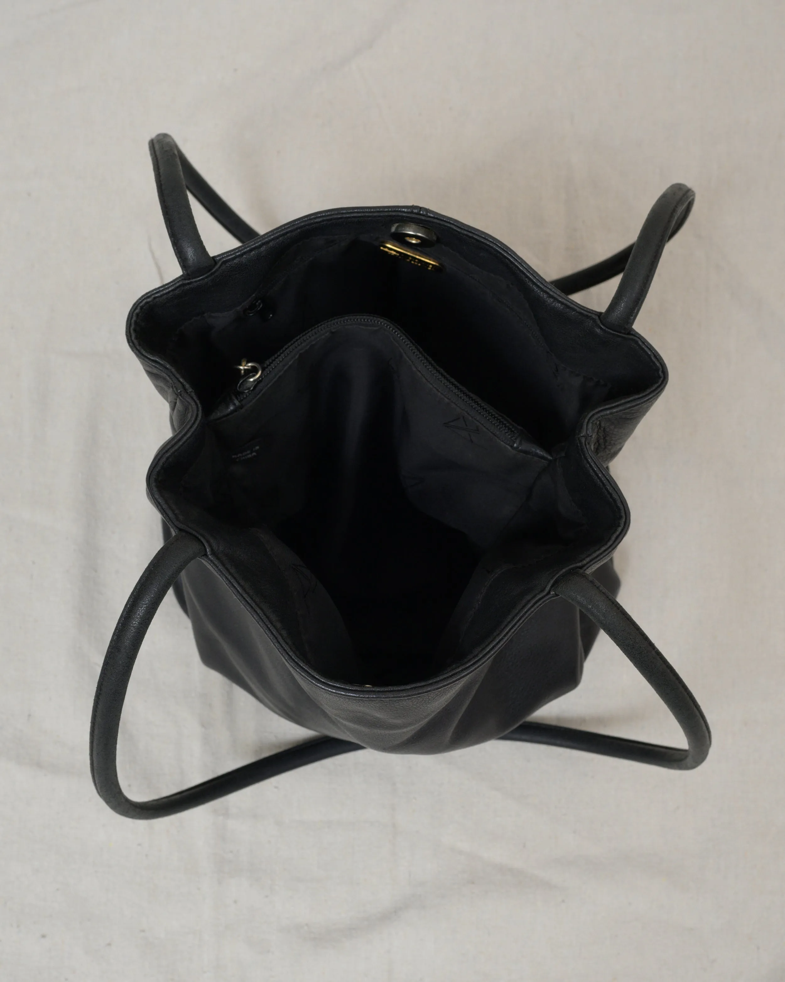 Vintage A. GIANETTI Black Leather Bucket Bag