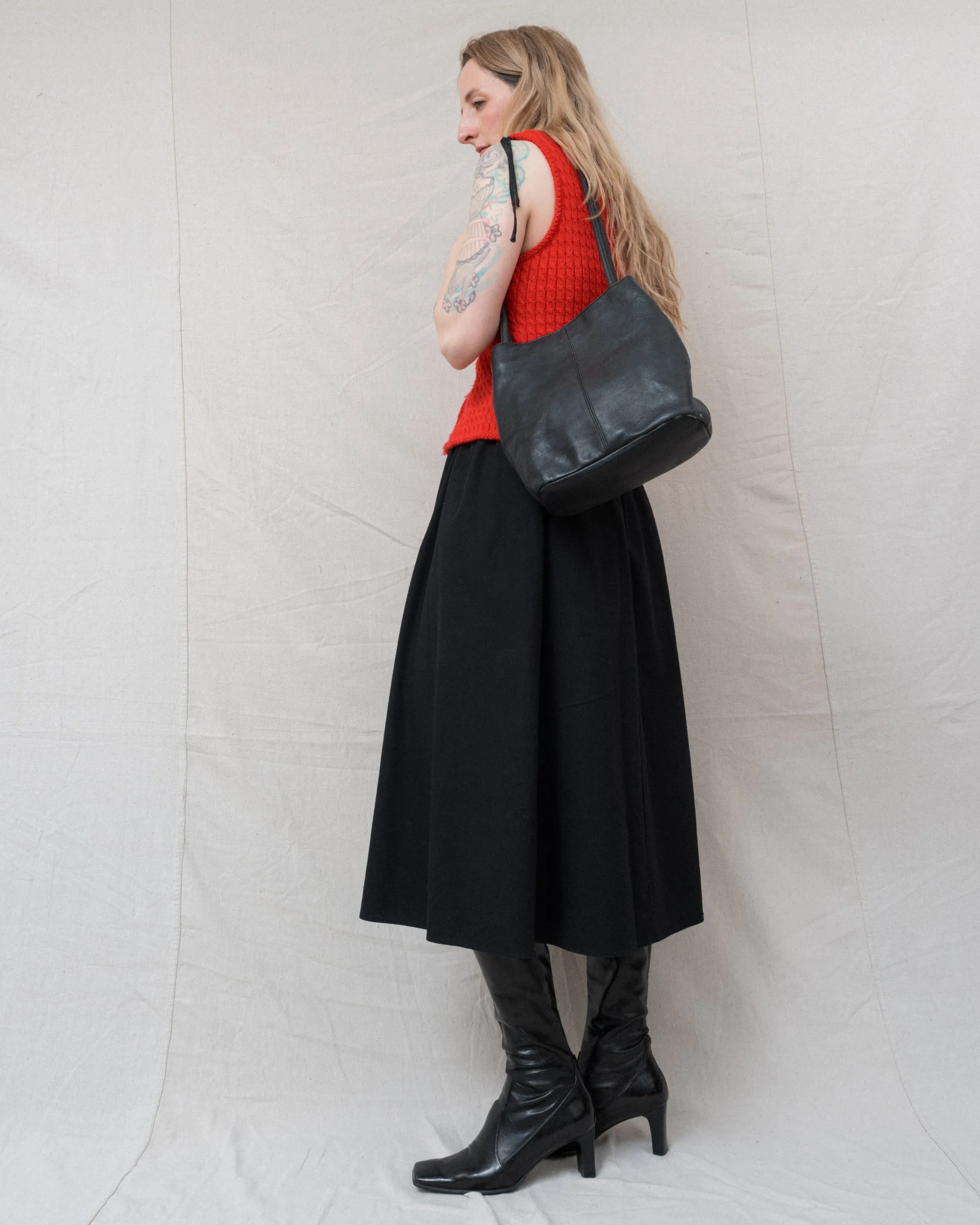 Vintage A. GIANETTI Black Leather Bucket Bag