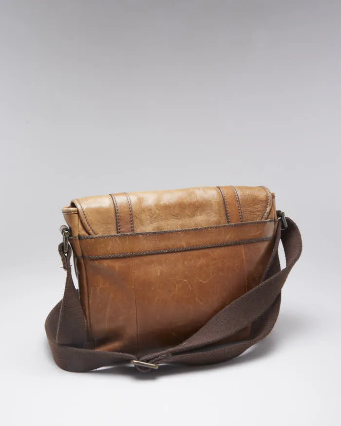 Vintage Woman's Brown Leather Cross Body Satchel