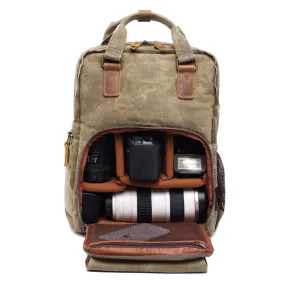 Waxed Canvas Travel Backpack DSLR Camera Backpack Casual School Backpack Q272